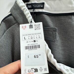 Zara women’s s greyDrawstring Wide-Leg Pants size L with inseam 30”